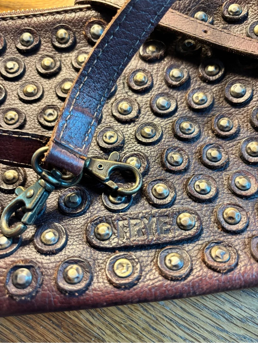 Frye Destroyed Jenna Studded Crossbody Bag